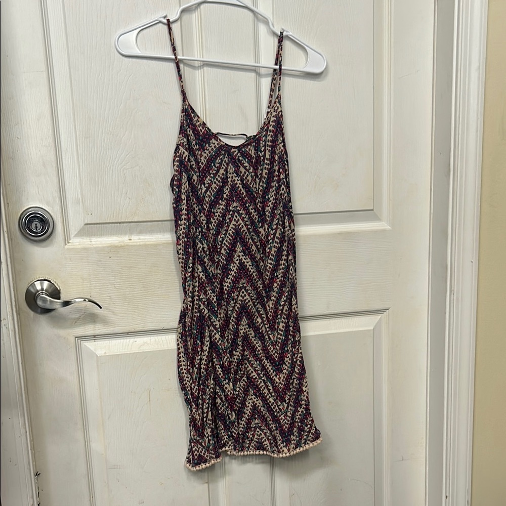 WF Womens Chevron Colorful Patterned Spaghetti Strap Dress w Adjustable Straps M